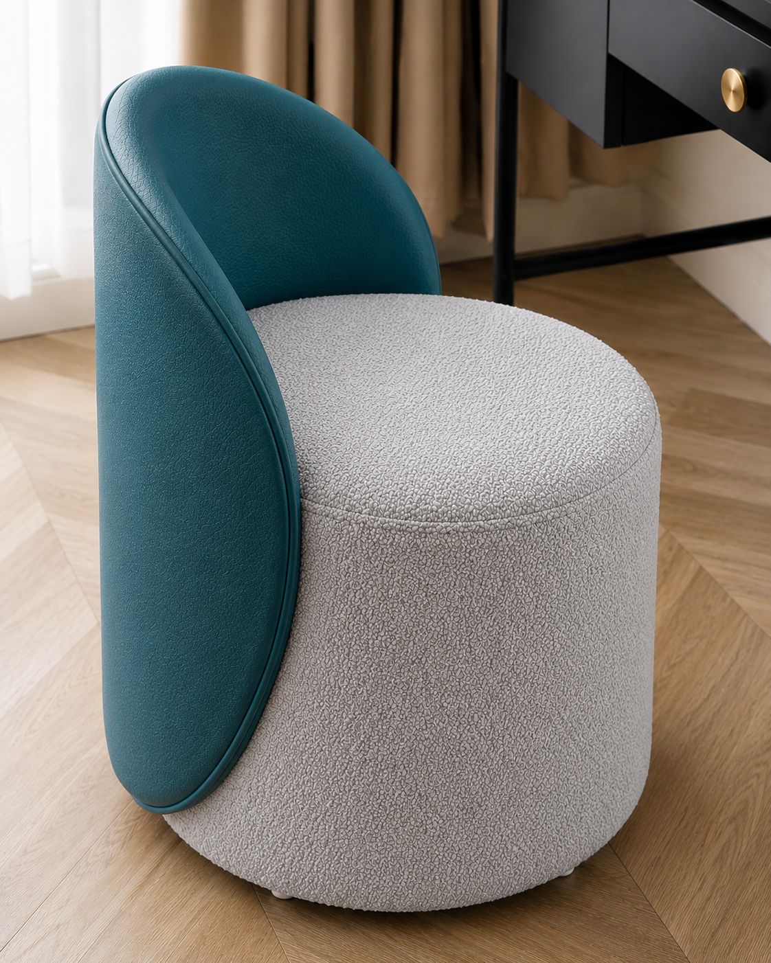 SofaVogue Luna Curve Ottoman - light grey